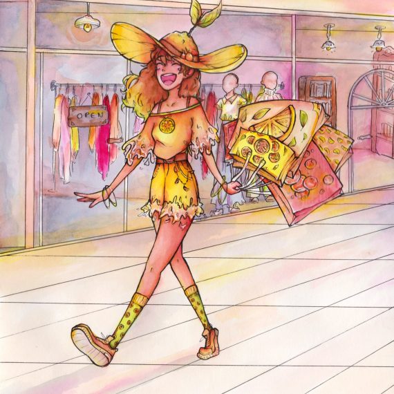 personnage manga en couleur représentant le mot citron dessiné pendant le stage manga par un enfant