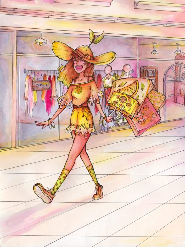 personnage manga en couleur représentant le mot citron dessiné pendant le stage manga par un enfant