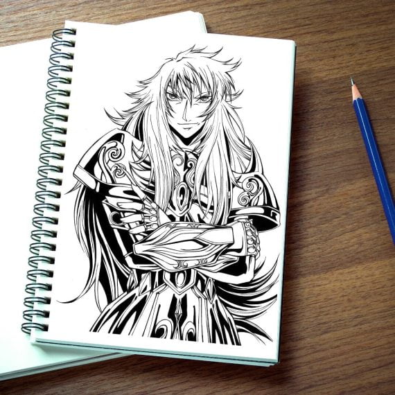fanart de Kardia des chevaliers du zodiaque réalisé pendant le stage manga à Nantes