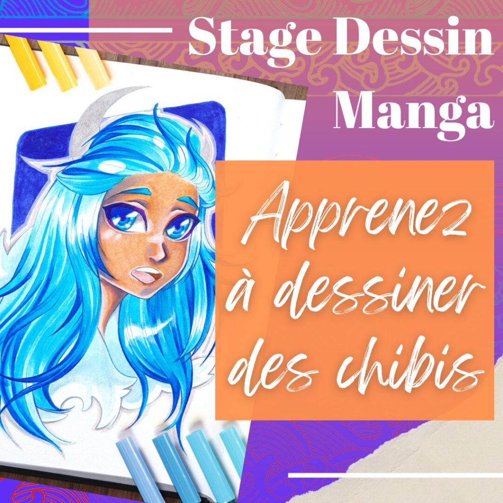 Image informative sur le stage chibi et manga de l'atelier Adya à Nantes et Orvault