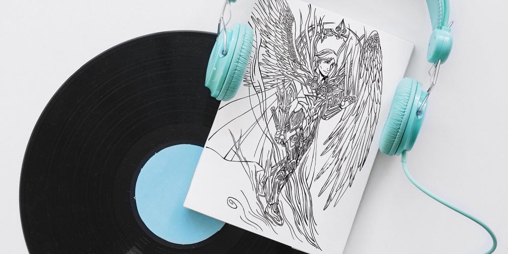 Dessin d'un ange en noir et blanc dessiné pendant les cours de dessin pour adolescent sur Nantes