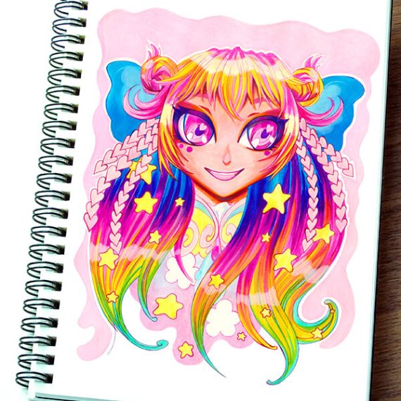 Portrait manga réalisé par un élève pendant les cours de dessin et manga sur Nantes et Orvault