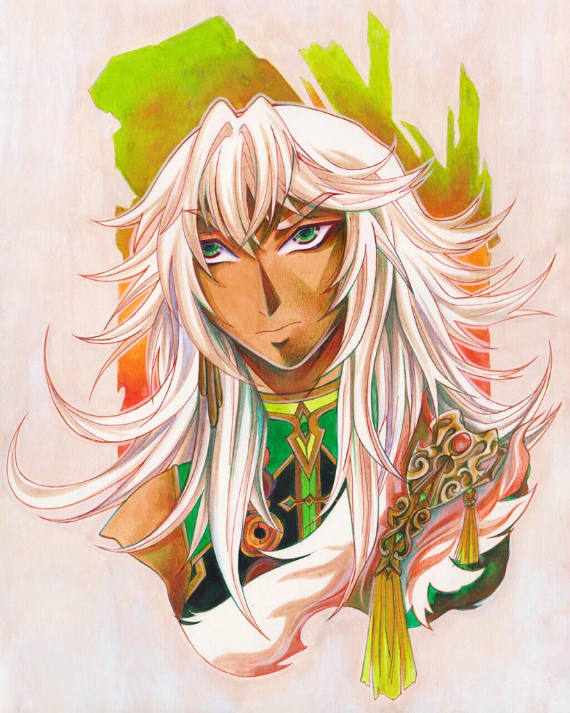 Dessin d'un portrait manga d'un homme dessiné pendant les cours de manga à Nantes