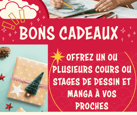 Bon cadeau – Cours et stage de dessin et manga Bon cadeau pour Noel pour les cours et stages de dessin et manga sur Nantes et Orvault