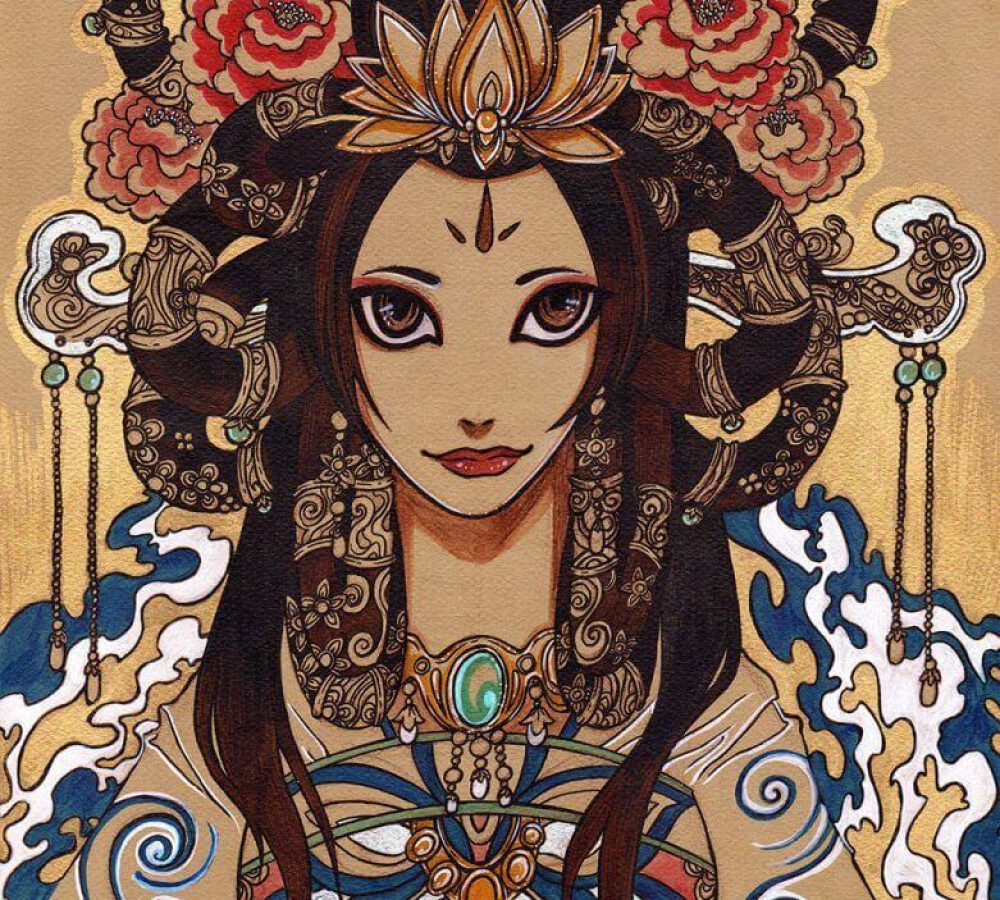 atelier-dessin-manga-portrait-deesse-guanyin-feutre-pinceau-posca-line-art-illustration-zen-sautron