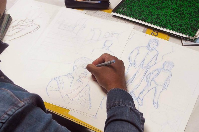 cours-dessin-bande-dessinee-ados-adultes-cardo-recherche-personnage-mine-bleue-bd