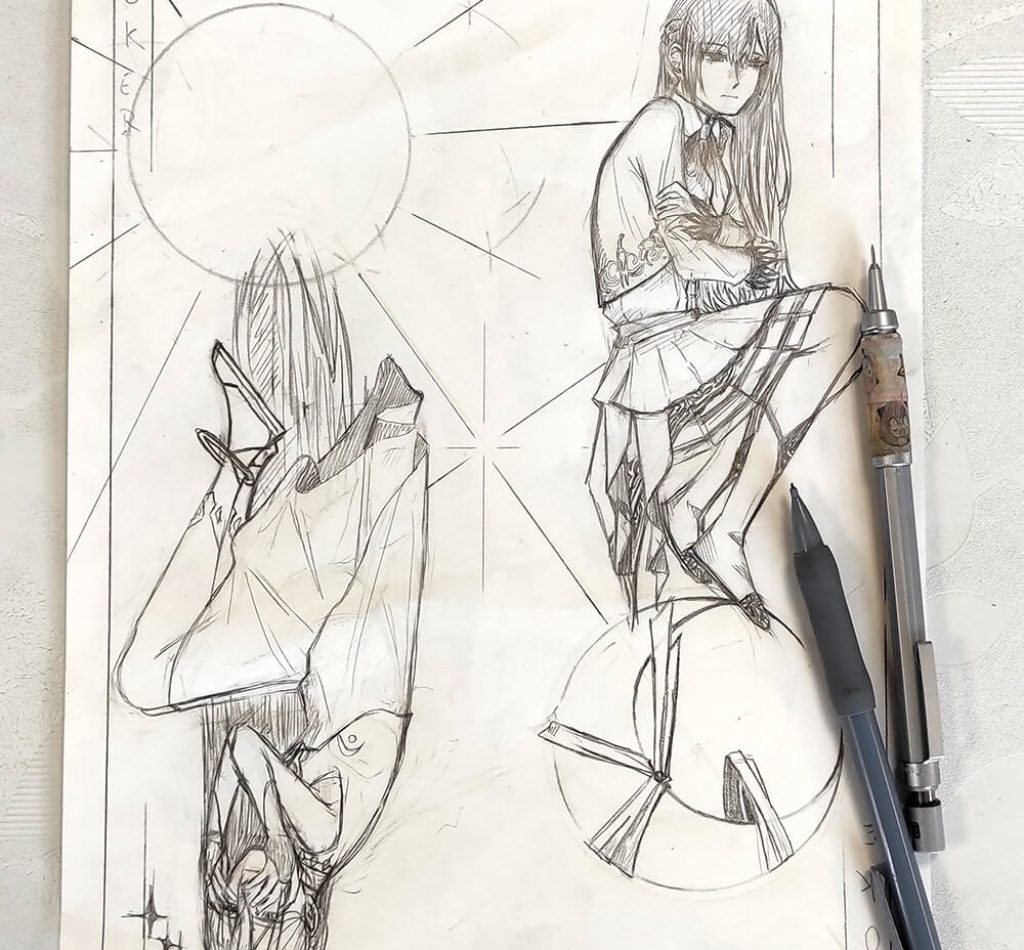 cours-dessin-manga-mercredi-personnages-miroir-crayon-papier-nantes-beausejour