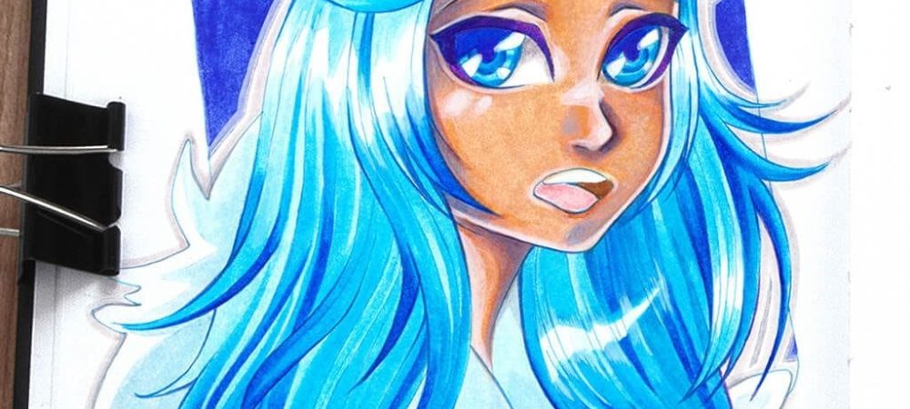 dessin-chibi-expression-faciale-feutres-eau-tombow-bleu-ados-reze