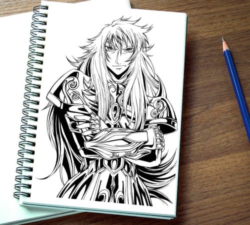 fanart de Kardia des chevaliers du zodiaque réalisé pendant le stage manga à Nantes