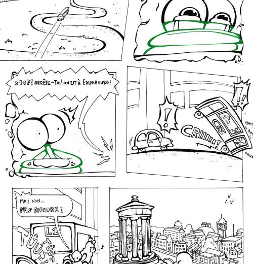 planche de BD manga réalisé par des adolescents pendant le stage manga de l'atelier à Orvault et Nantes