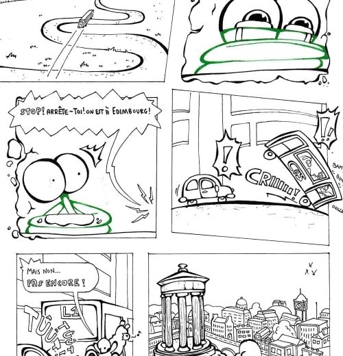 planche de BD manga réalisé par des adolescents pendant le stage manga de l'atelier à Orvault et Nantes